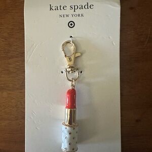 Kate Spade Red and White Lipstick Keychain